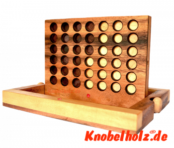 Connect Four Chips Strategie Vier in einer Reihe, Bingo Samanea Holz Strategie Spiel mit Chips mit den Maßen 24,0 x 18,5 x 6 cm , connect four monkey pod bingo